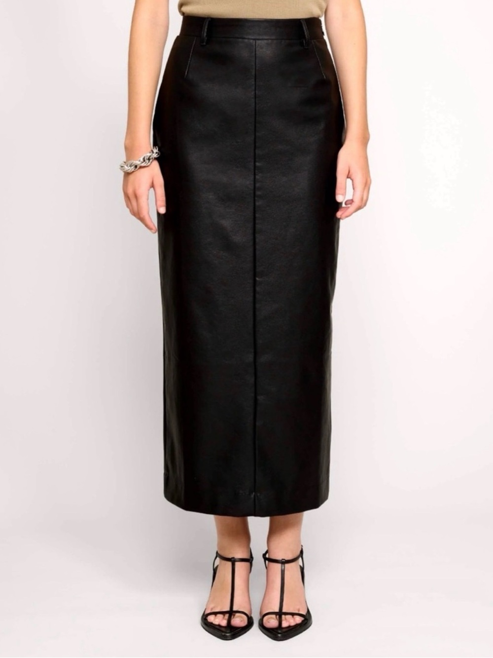Pixie Market Black faux Leather Maxi Pencil Skirt